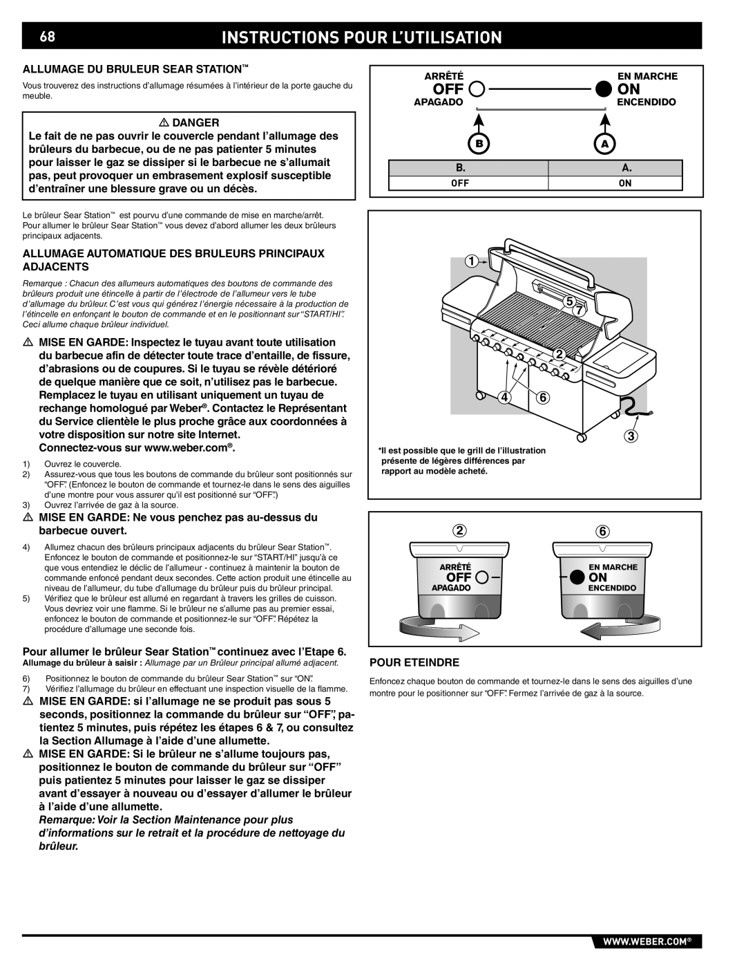 Summit S-670 manual Allumage DU Bruleur Sear Station, Allumage Automatique DES Bruleurs Principaux Adjacents 