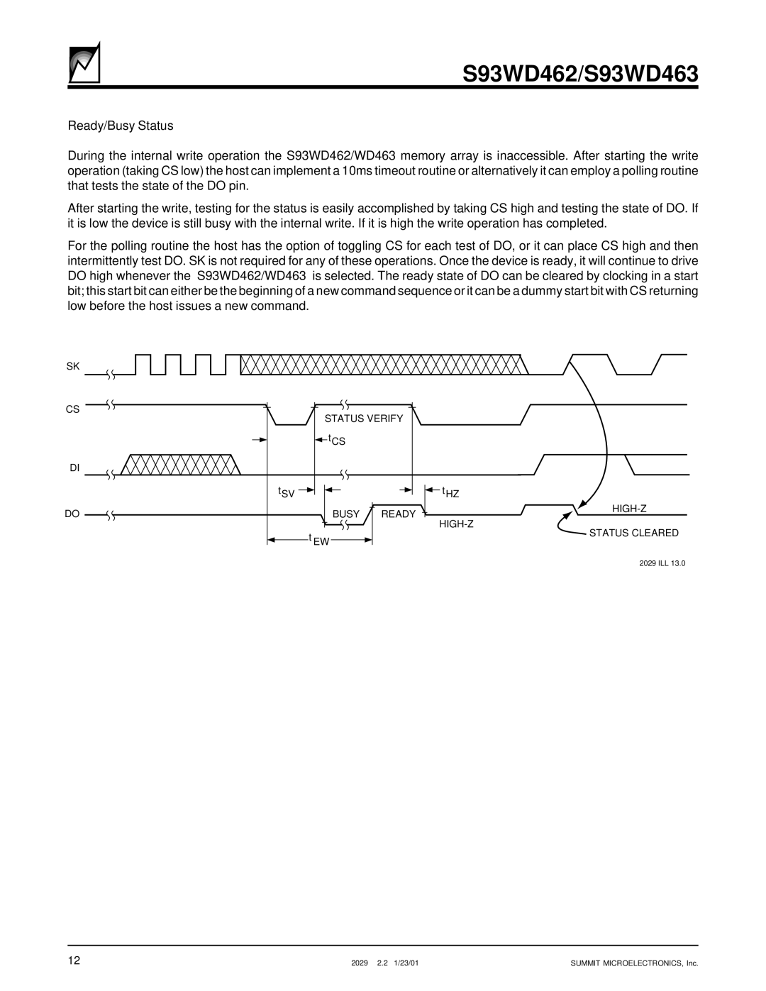 Summit S93WD463, S93WD462 manual Status Verify 