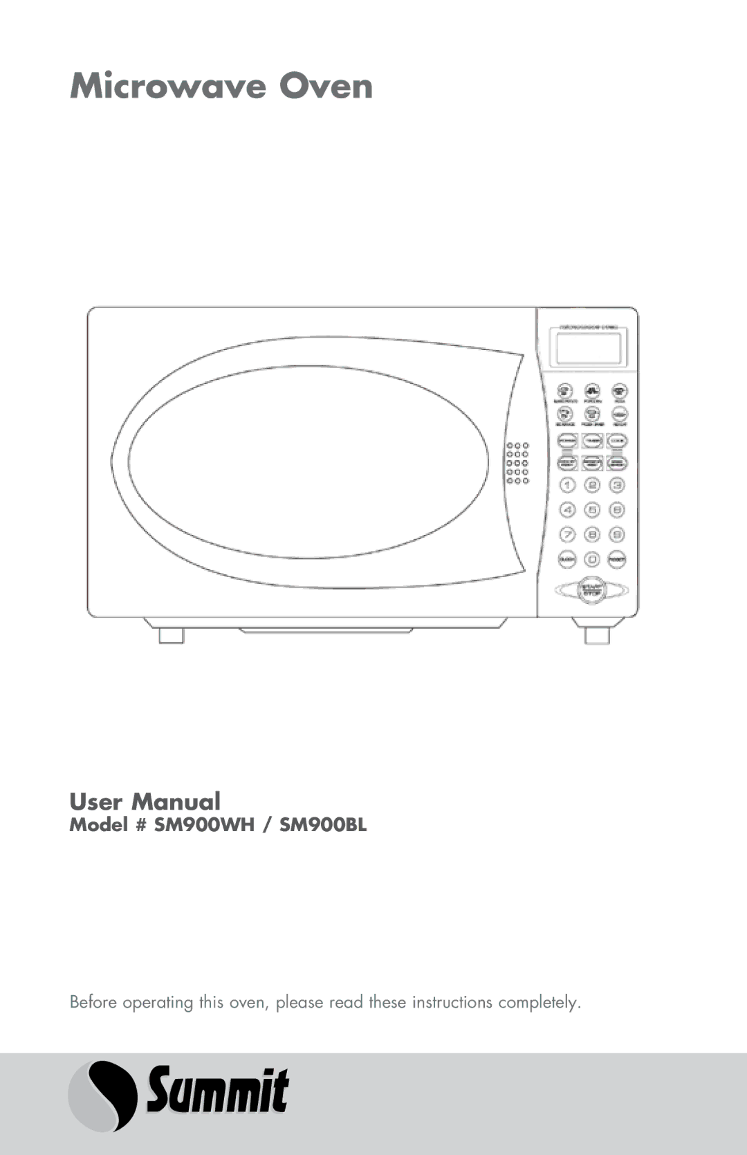 Summit SM900BL, SM900WH user manual Microwave Oven 