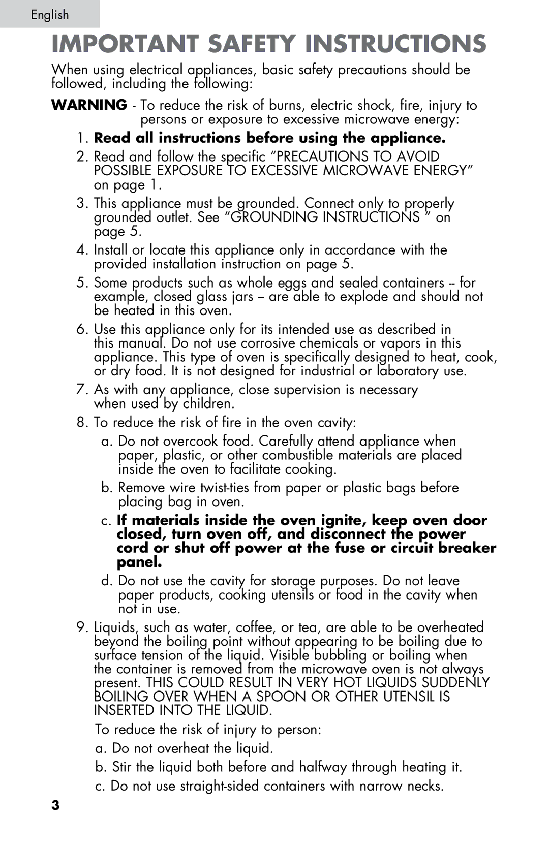 Summit SM900WH, SM900BL user manual Important Safety Instructions, Read all instructions before using the appliance 