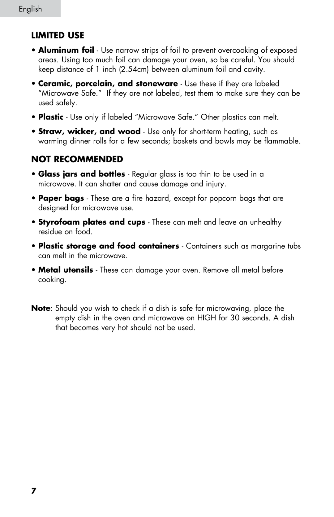 Summit SM900WH, SM900BL user manual Limited Use, Not Recommended 