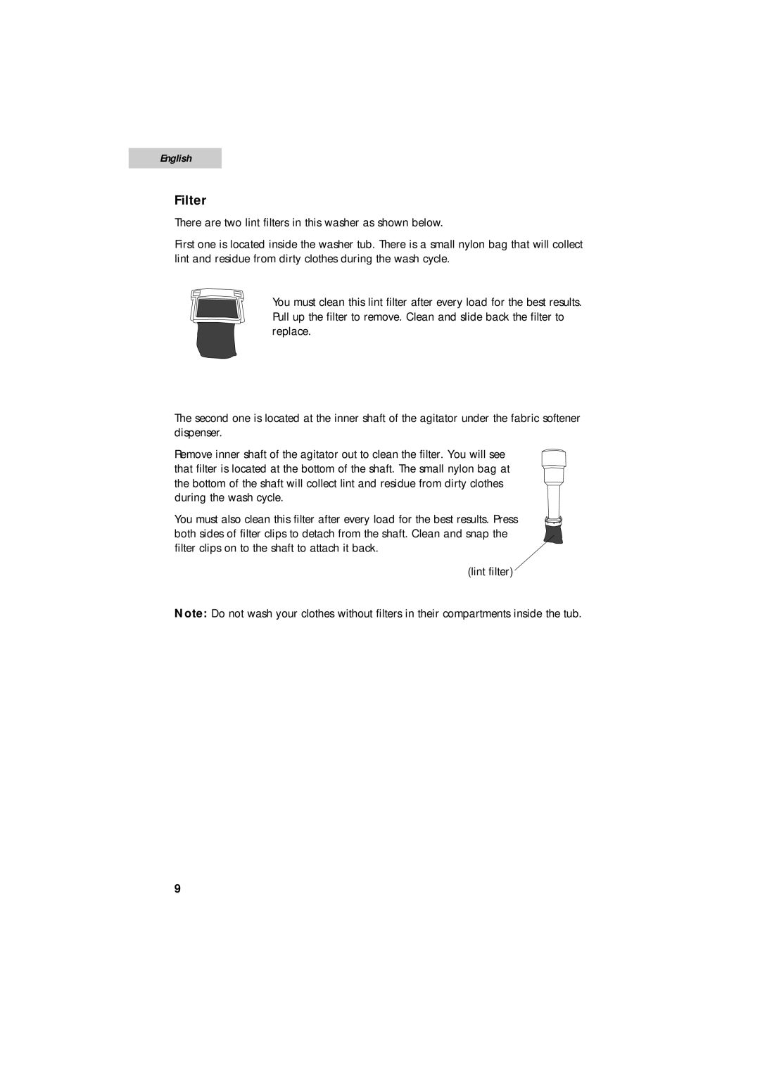 Summit SPW1200P user manual Filter 