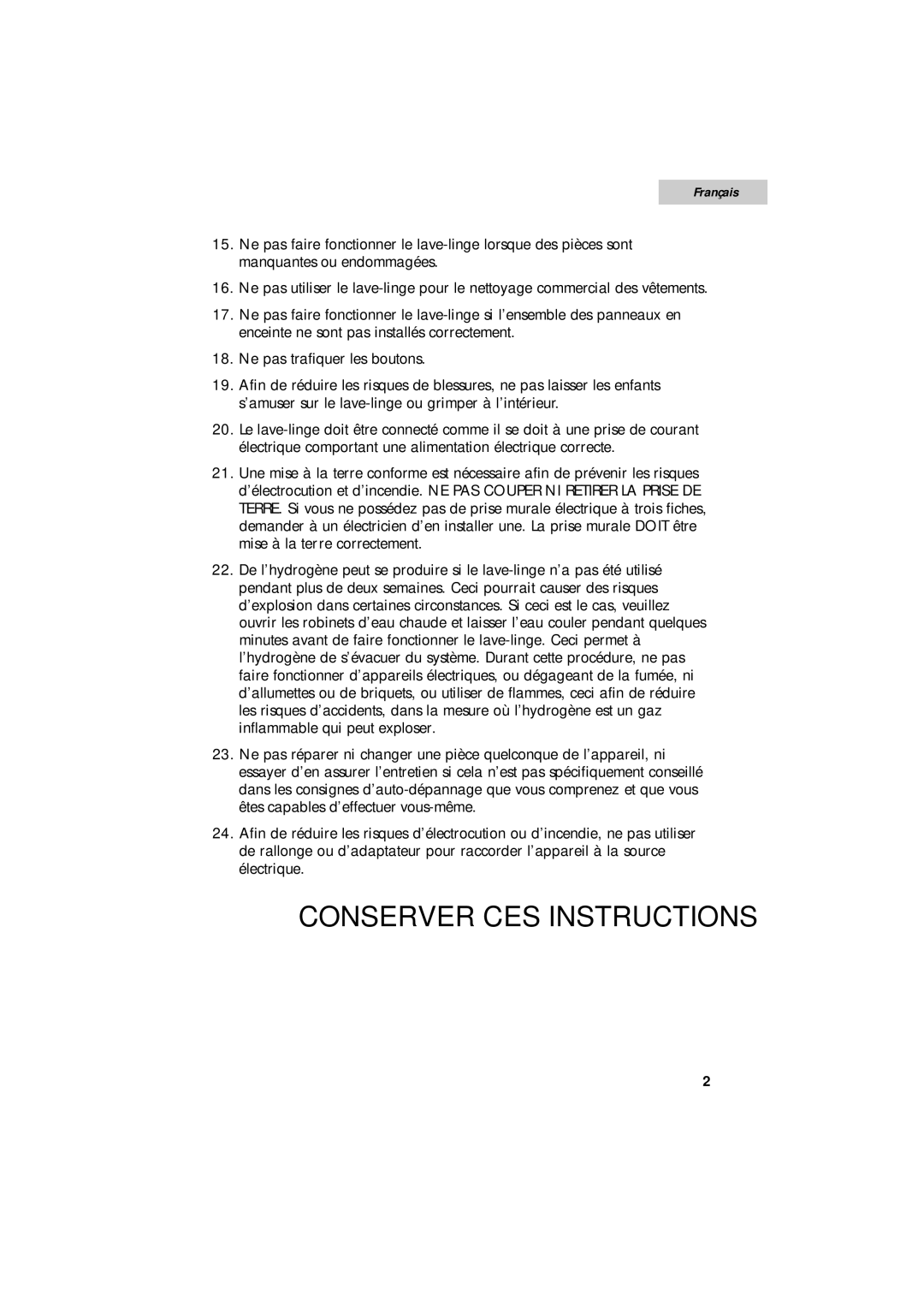 Summit SPW1200P user manual Conserver CES Instructions 