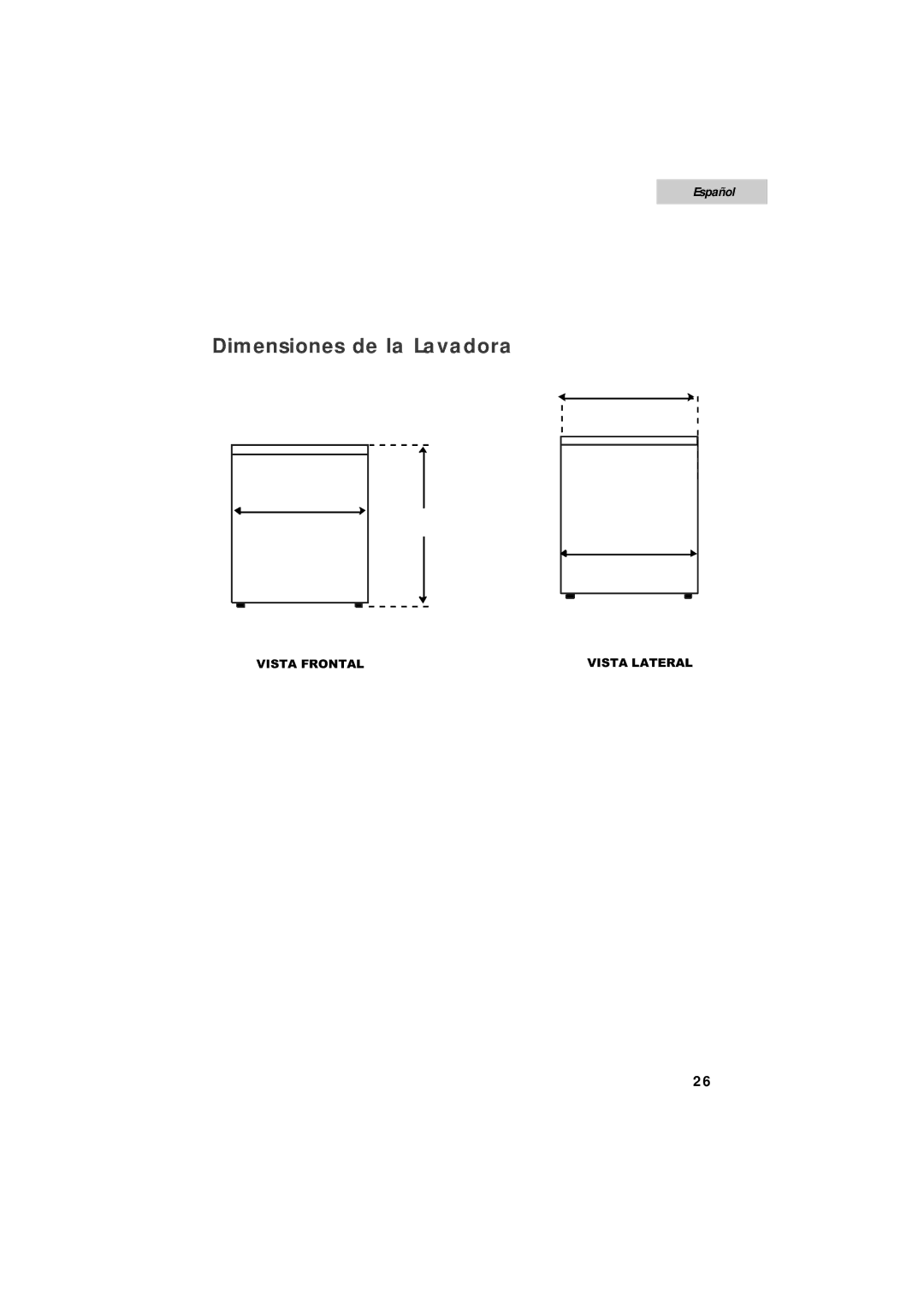 Summit SPW1200P user manual Dimensiones de la Lavadora 