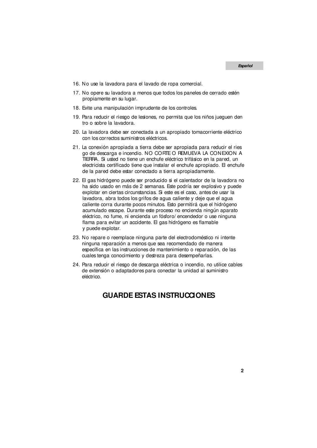 Summit SPW1200P user manual Guarde Estas Instrucciones, Español 