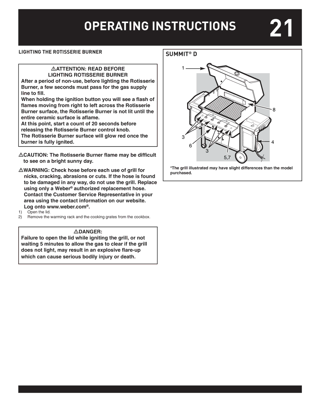 Summit 38044, Summit Natural Gas Grill manual Lighting the Rotisserie Burner 