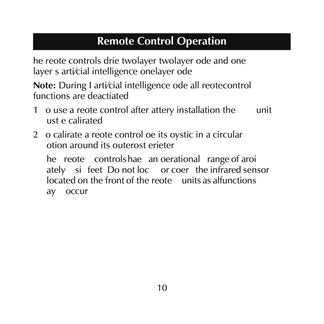 Sumo SL001 manual Remote Control Operation 