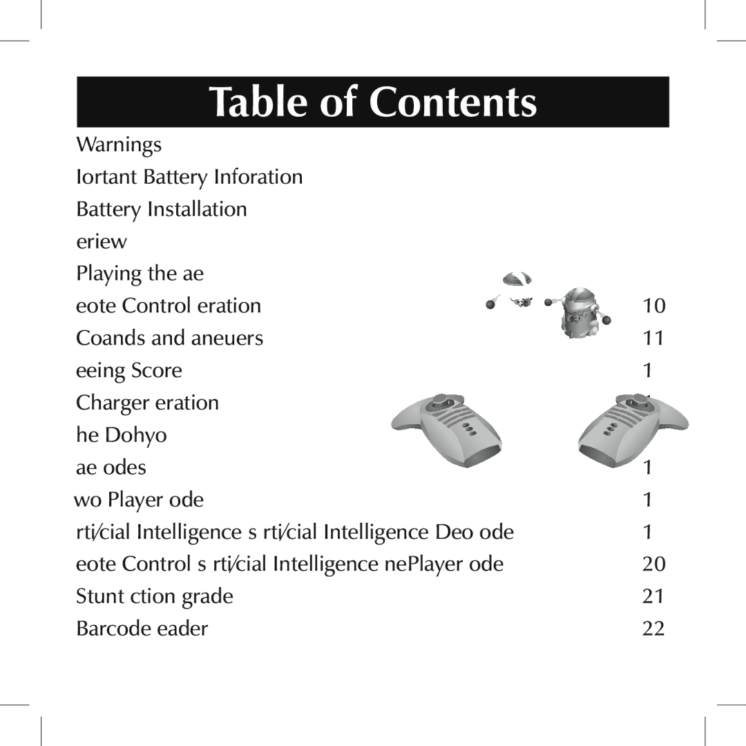 Sumo SL001 manual Table of Contents 