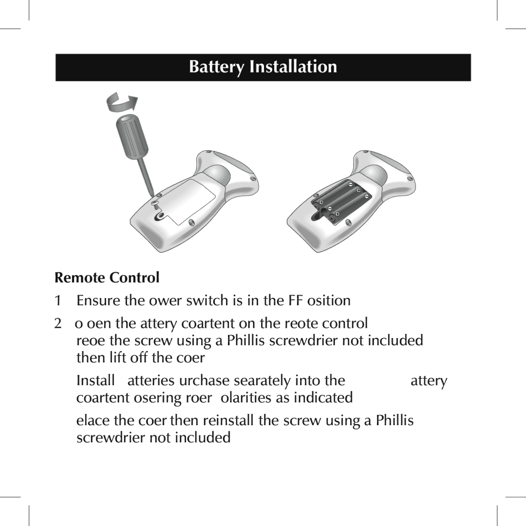 Sumo SL001 manual Battery Installation, Remote Control 