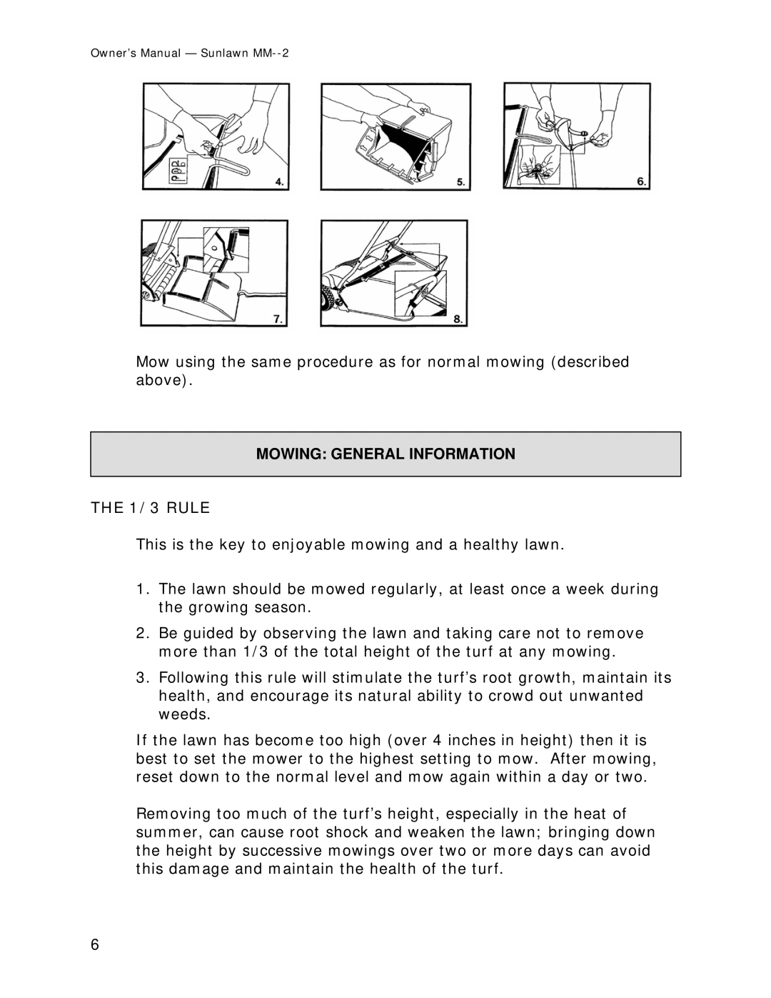 Sun Lawn MM-2 owner manual 1/3 Rule 