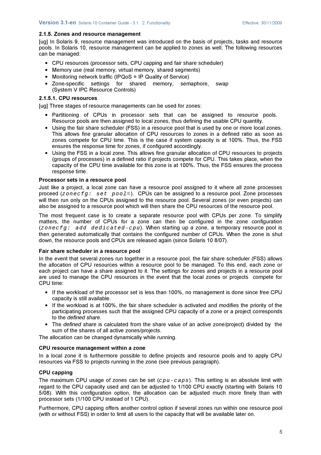 Sun Microsystems 10 manual Zones and resource management, CPU resources, Processor sets in a resource pool, CPU capping 