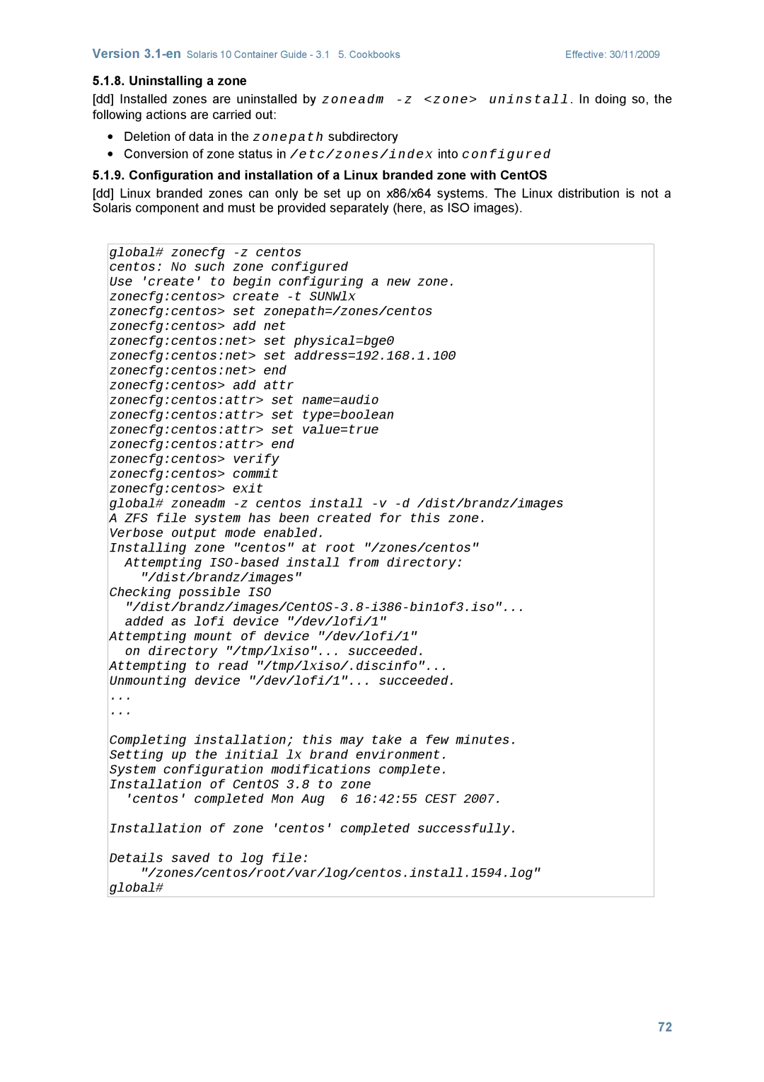 Sun Microsystems 10 manual Uninstalling a zone 