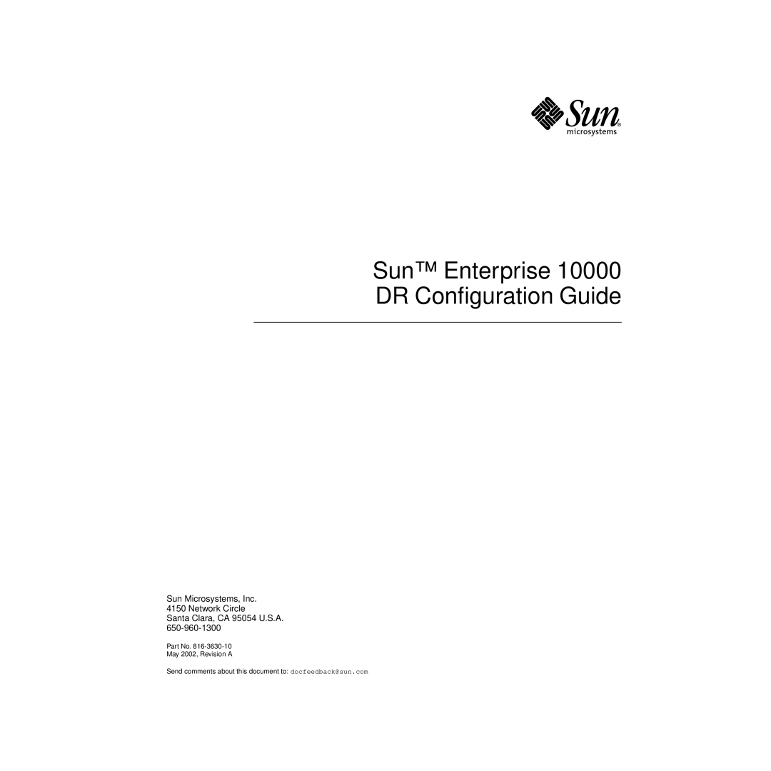 Sun Microsystems 10000 manual Sun Enterprise DR Conﬁguration Guide 