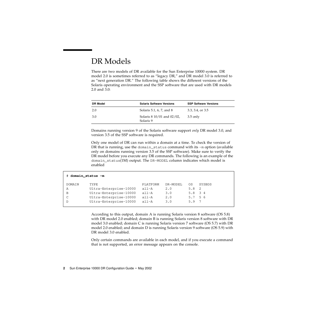 Sun Microsystems 10000 manual DR Models 