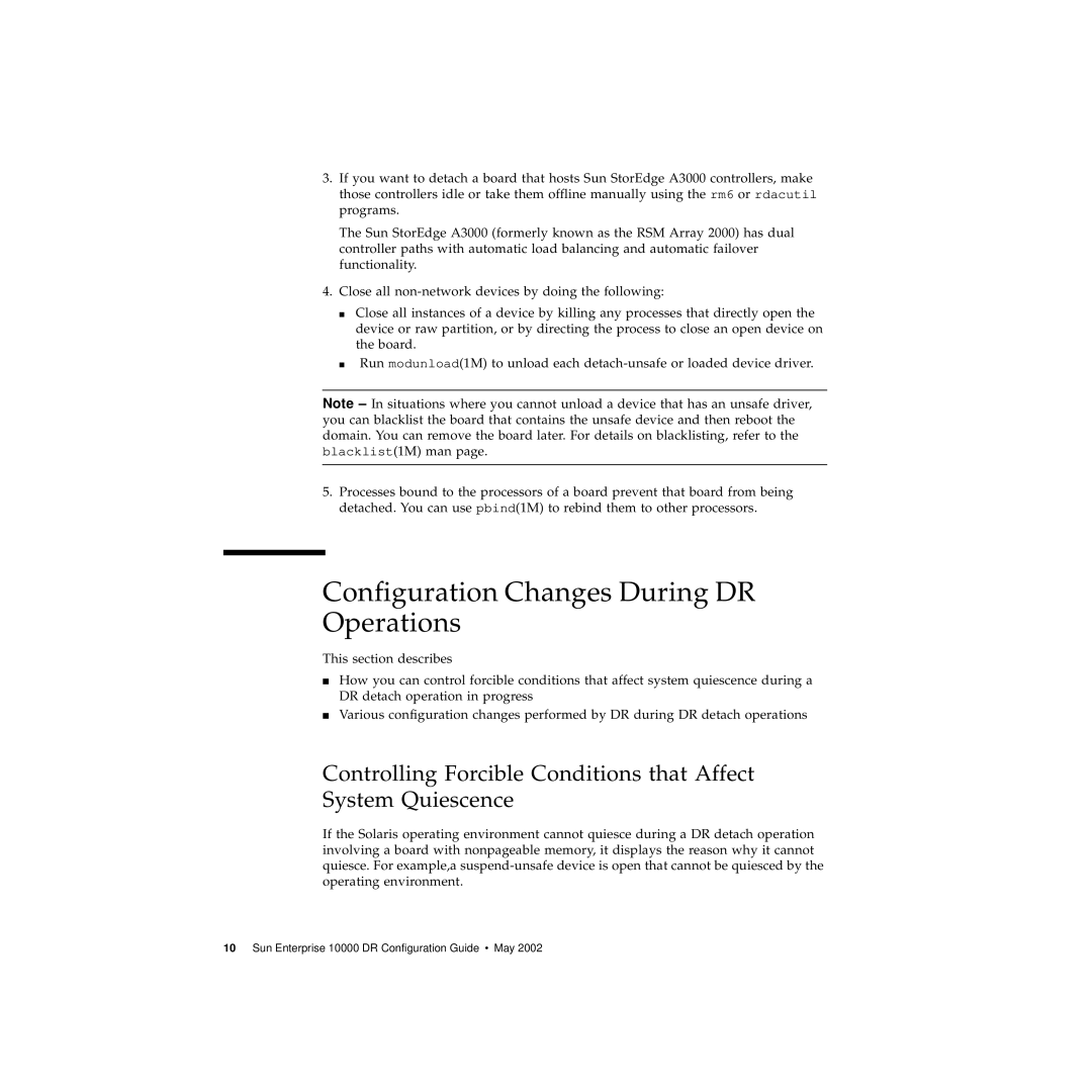 Sun Microsystems 10000 manual Configuration Changes During DR Operations 