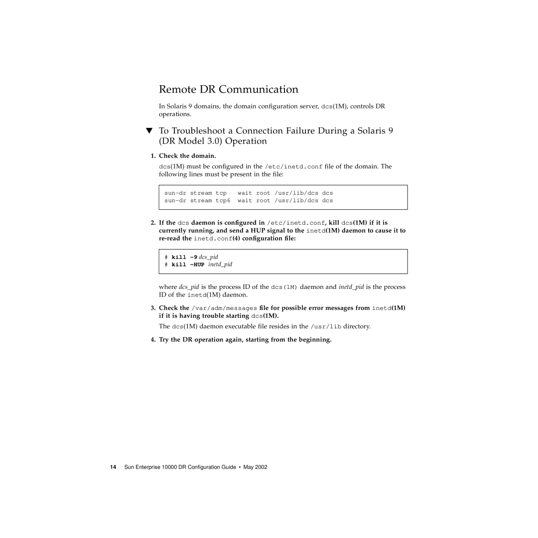 Sun Microsystems 10000 manual Remote DR Communication, Check the domain 