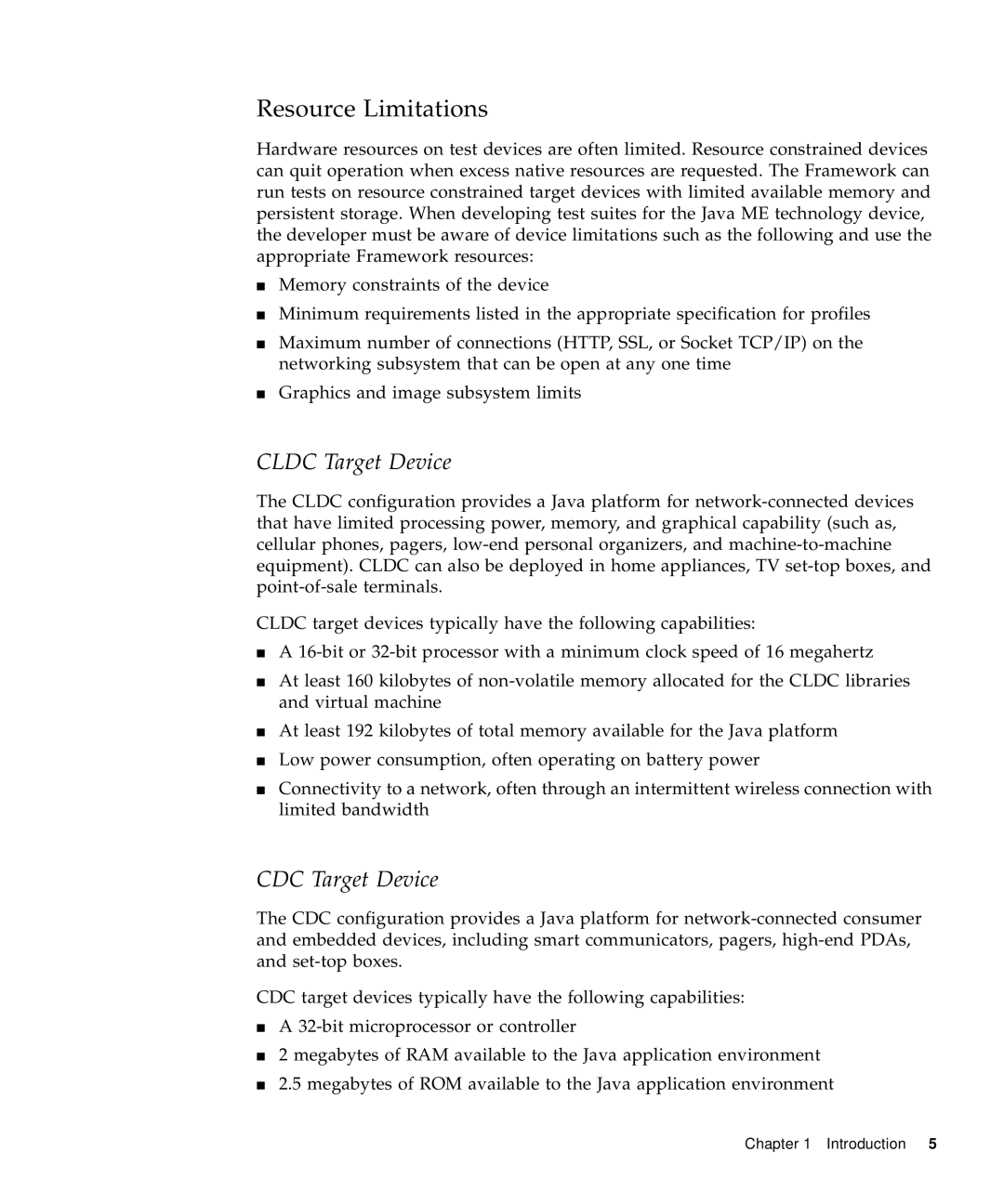 Sun Microsystems 1.2 manual Resource Limitations, Cldc Target Device 