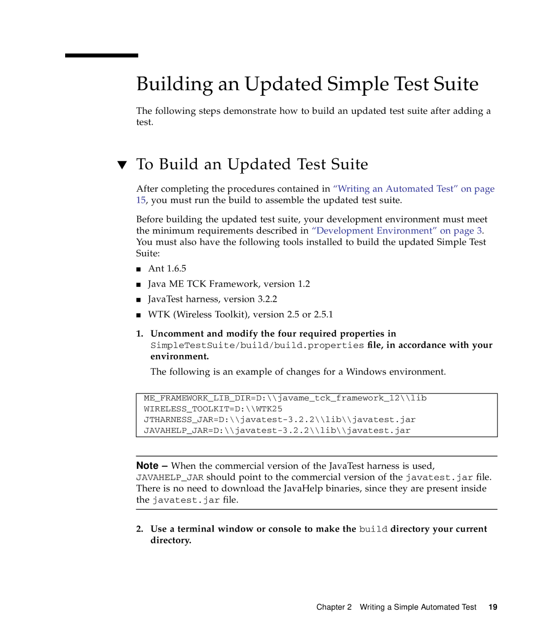 Sun Microsystems 1.2 manual Building an Updated Simple Test Suite, To Build an Updated Test Suite 