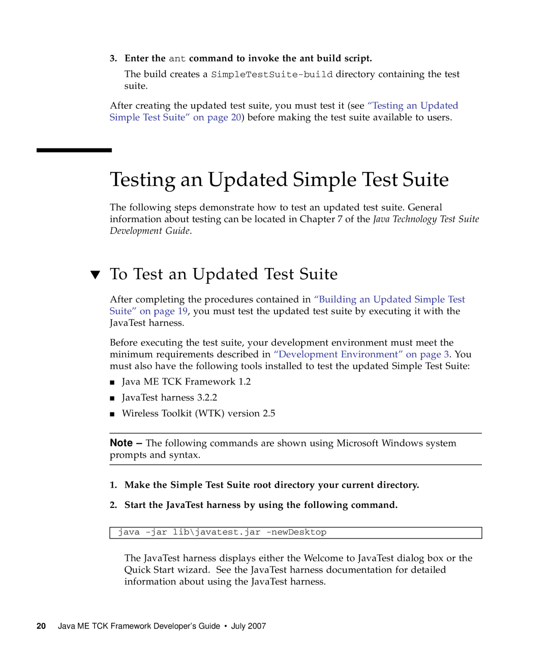 Sun Microsystems 1.2 manual Testing an Updated Simple Test Suite, To Test an Updated Test Suite 