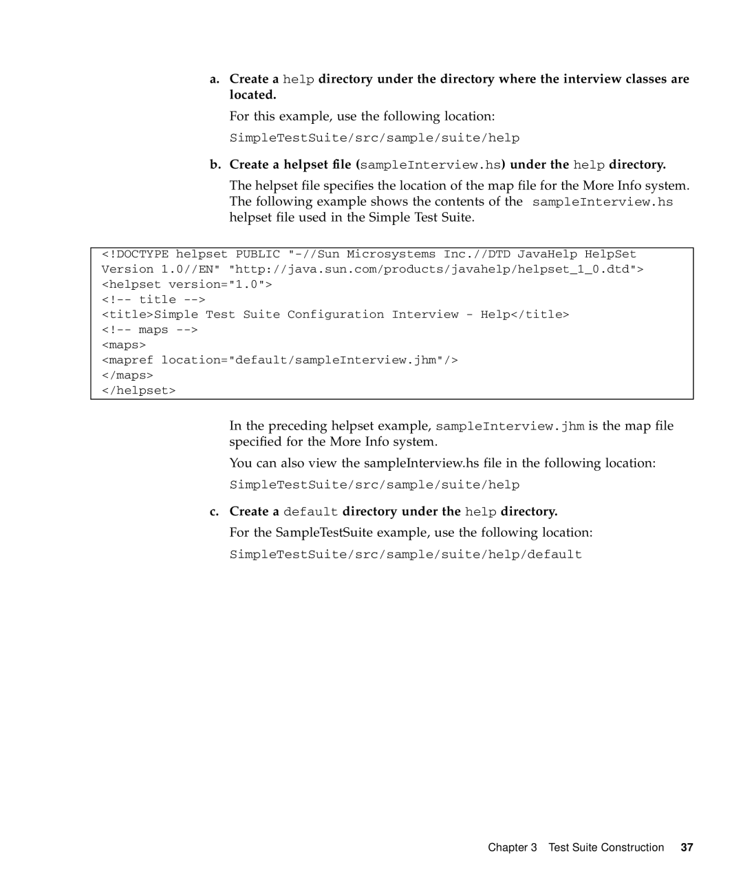 Sun Microsystems 1.2 manual Create a default directory under the help directory 