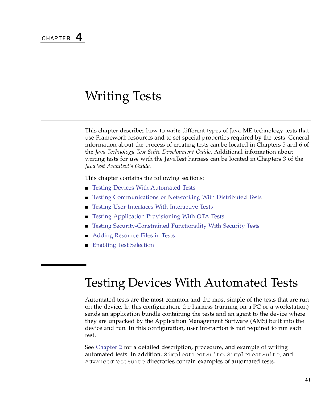 Sun Microsystems 1.2 manual Writing Tests, Testing Devices With Automated Tests 