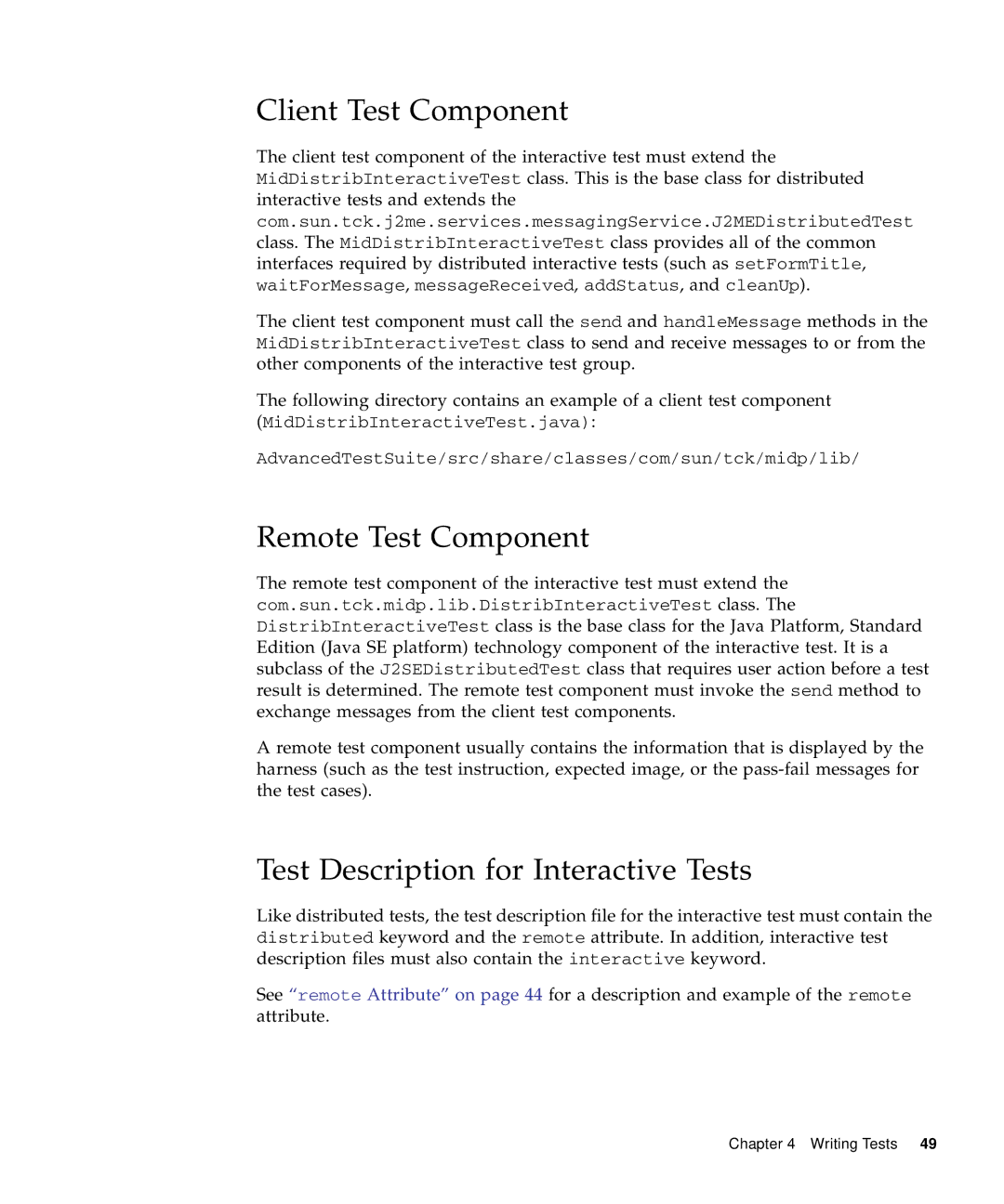 Sun Microsystems 1.2 manual Client Test Component, Test Description for Interactive Tests 