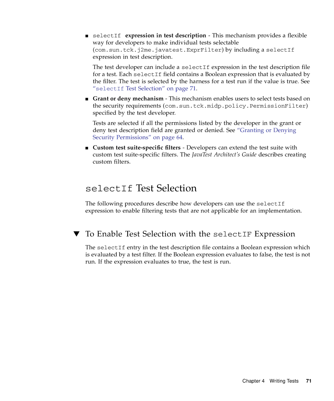 Sun Microsystems 1.2 manual SelectIf Test Selection, To Enable Test Selection with the selectIF Expression 