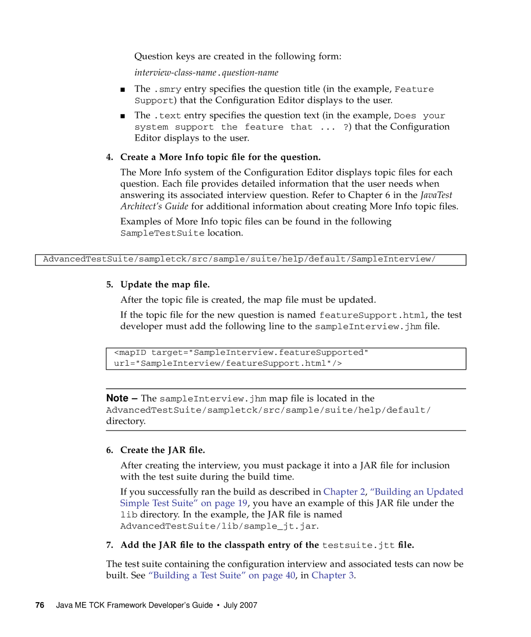 Sun Microsystems 1.2 manual Create a More Info topic file for the question, Update the map file, Create the JAR file 