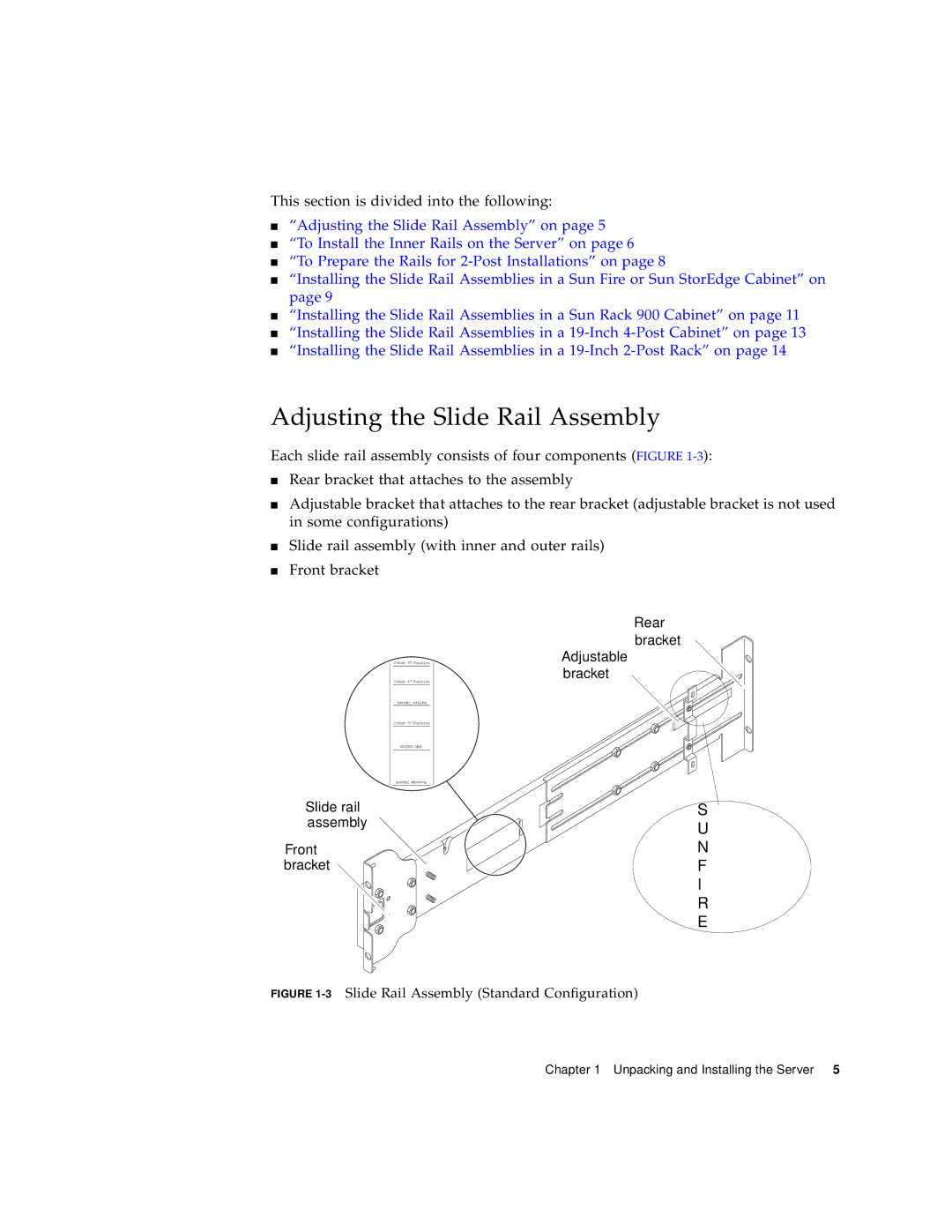 Sun Microsystems 1290 manual Adjusting the Slide Rail Assembly, N F I R E 