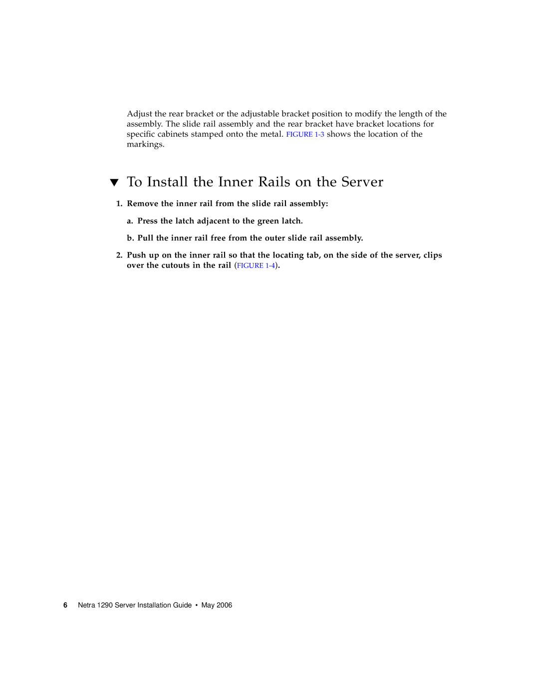 Sun Microsystems 1290 manual To Install the Inner Rails on the Server 