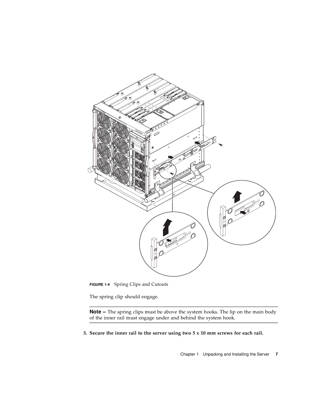 Sun Microsystems 1290 manual Spring clip should engage 