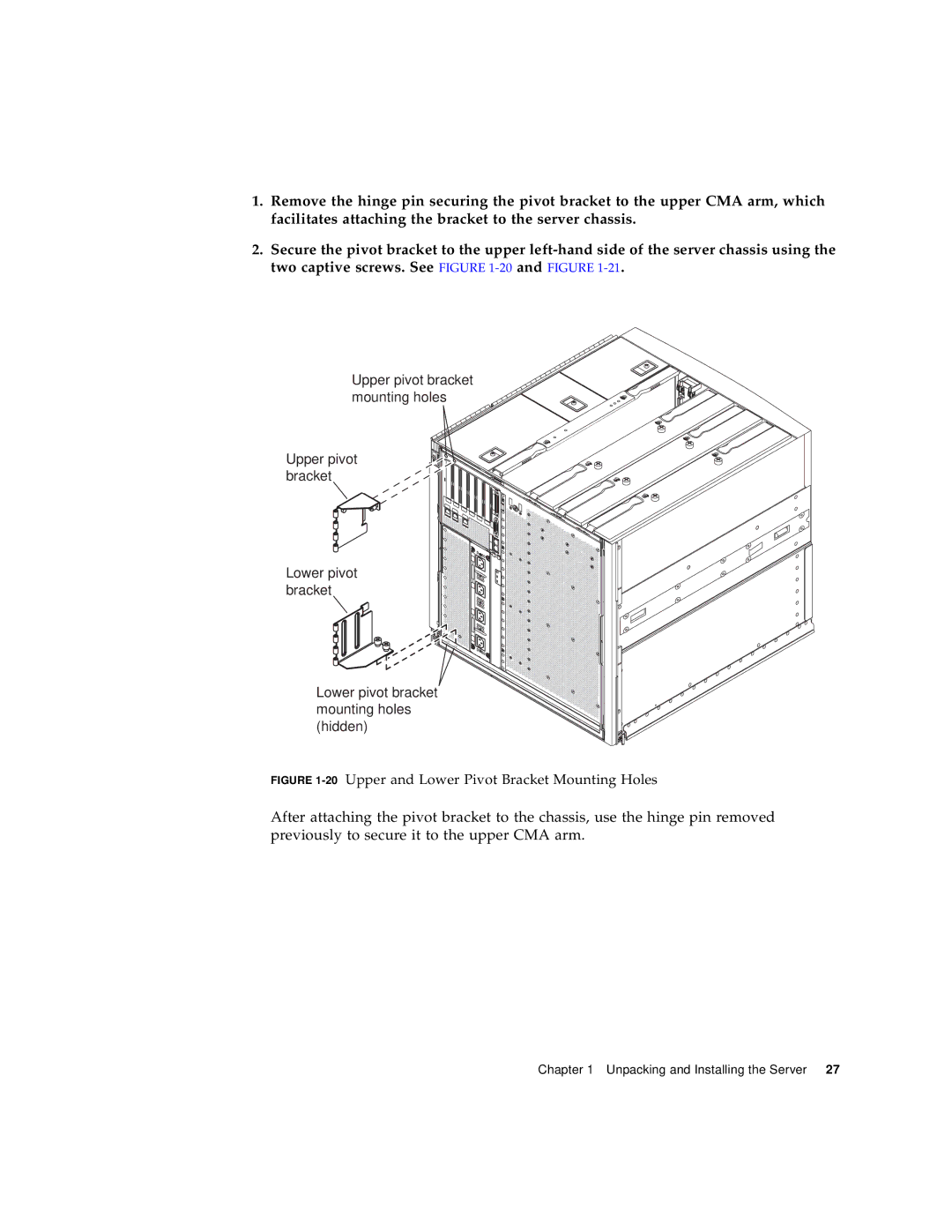 Sun Microsystems 1290 manual 20Upper and Lower Pivot Bracket Mounting Holes 