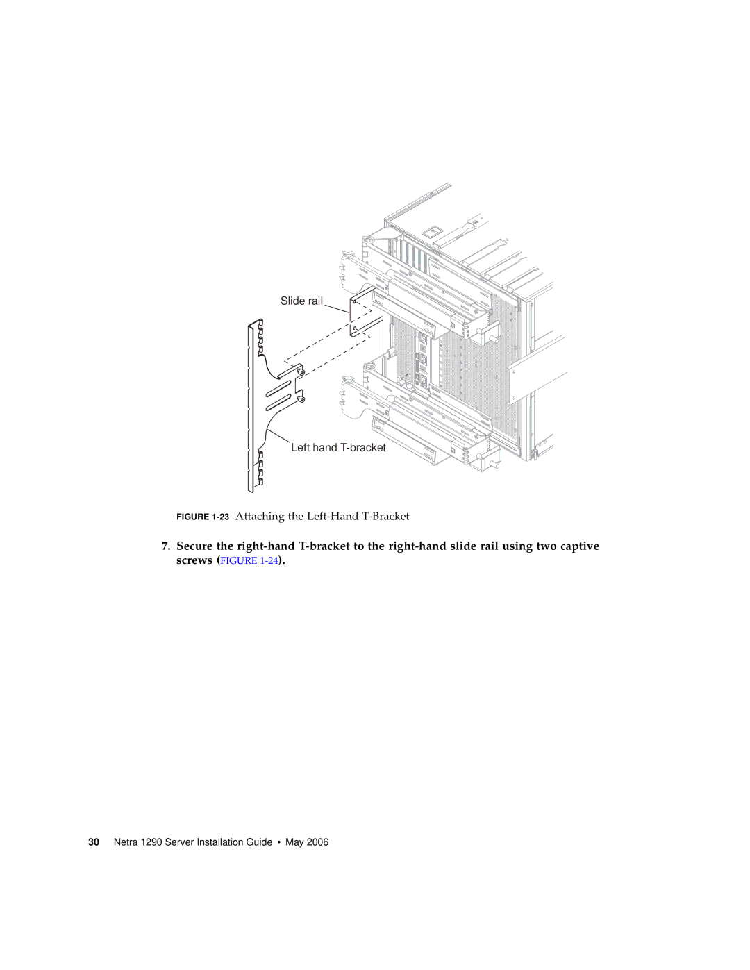 Sun Microsystems 1290 manual Slide rail Left hand T-bracket 