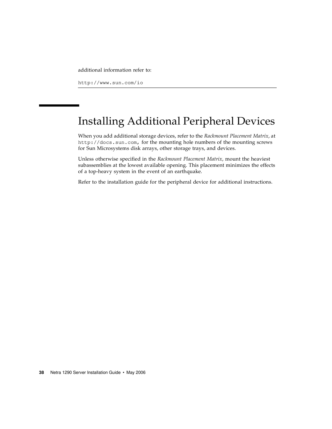 Sun Microsystems 1290 manual Installing Additional Peripheral Devices 