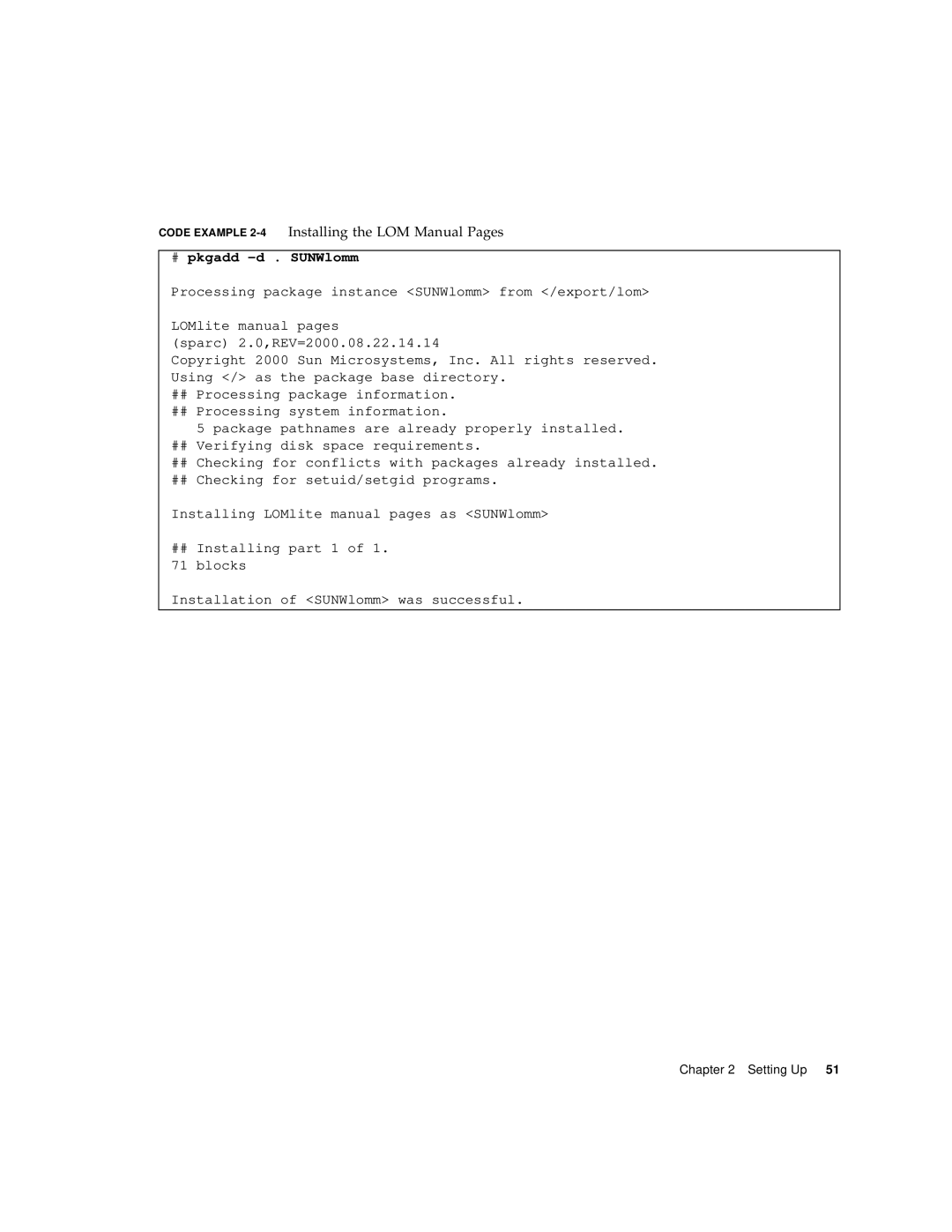 Sun Microsystems 1290 manual # pkgadd -d . SUNWlomm 