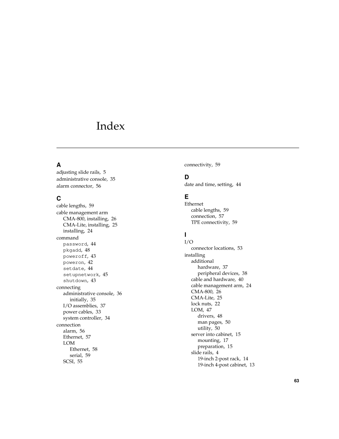 Sun Microsystems 1290 manual Index 