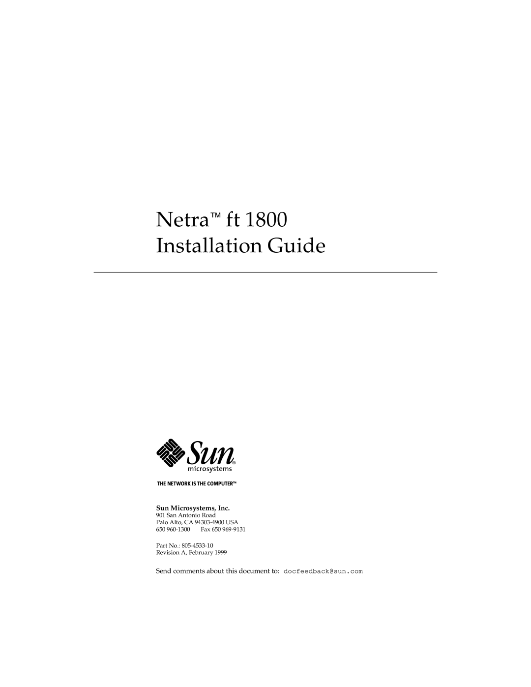 Sun Microsystems manual Netra ft 1800 Installation Guide 