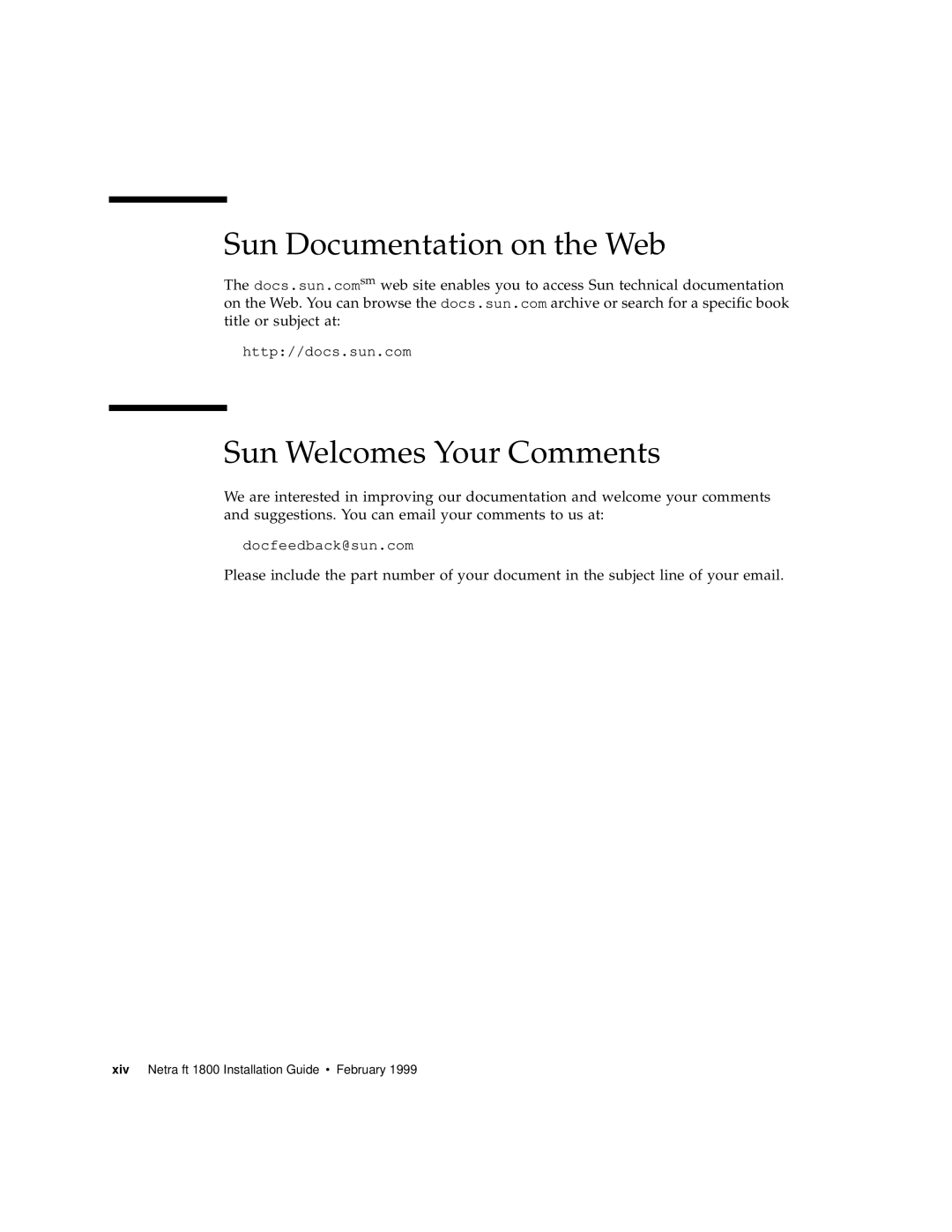 Sun Microsystems 1800 manual Sun Documentation on the Web, Sun Welcomes Your Comments 