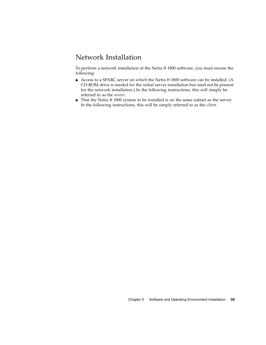 Sun Microsystems 1800 manual Network Installation 