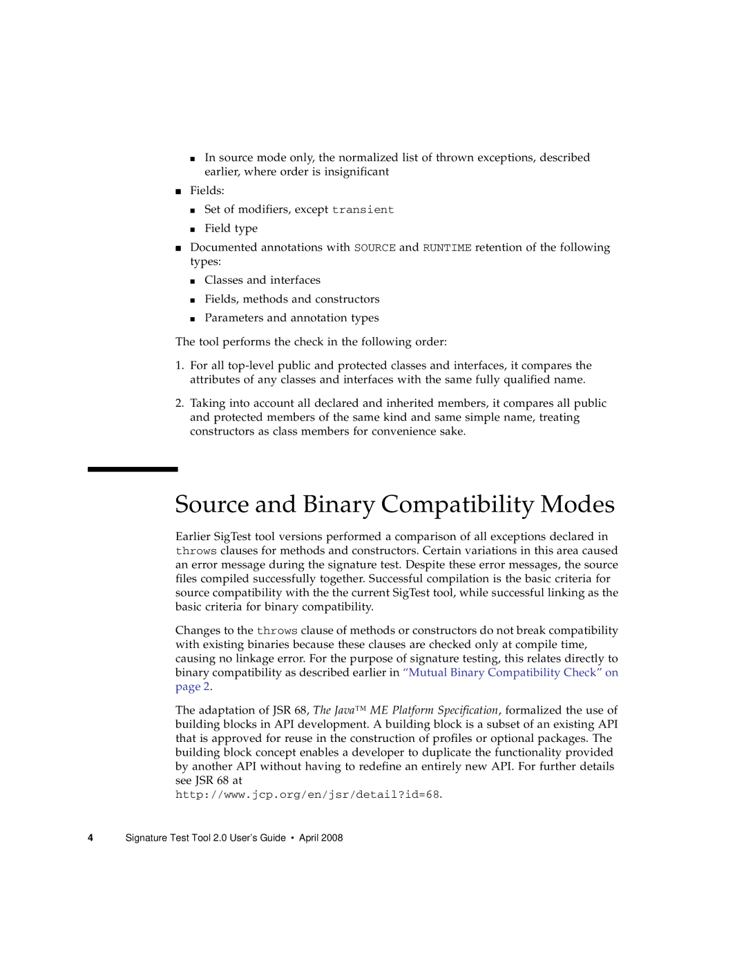 Sun Microsystems 2 manual Source and Binary Compatibility Modes 