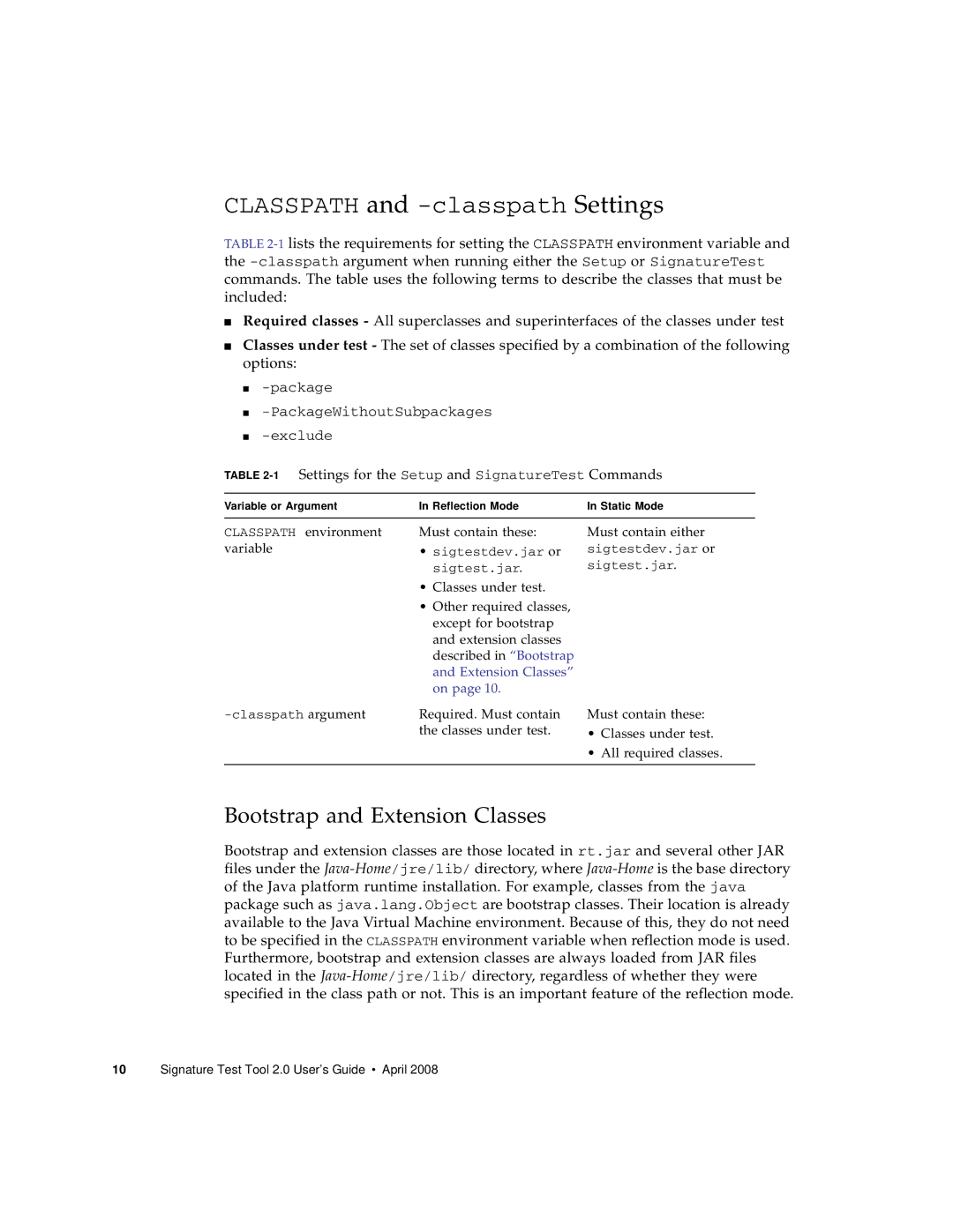 Sun Microsystems 2 manual Bootstrap and Extension Classes, Package PackageWithoutSubpackages Exclude 