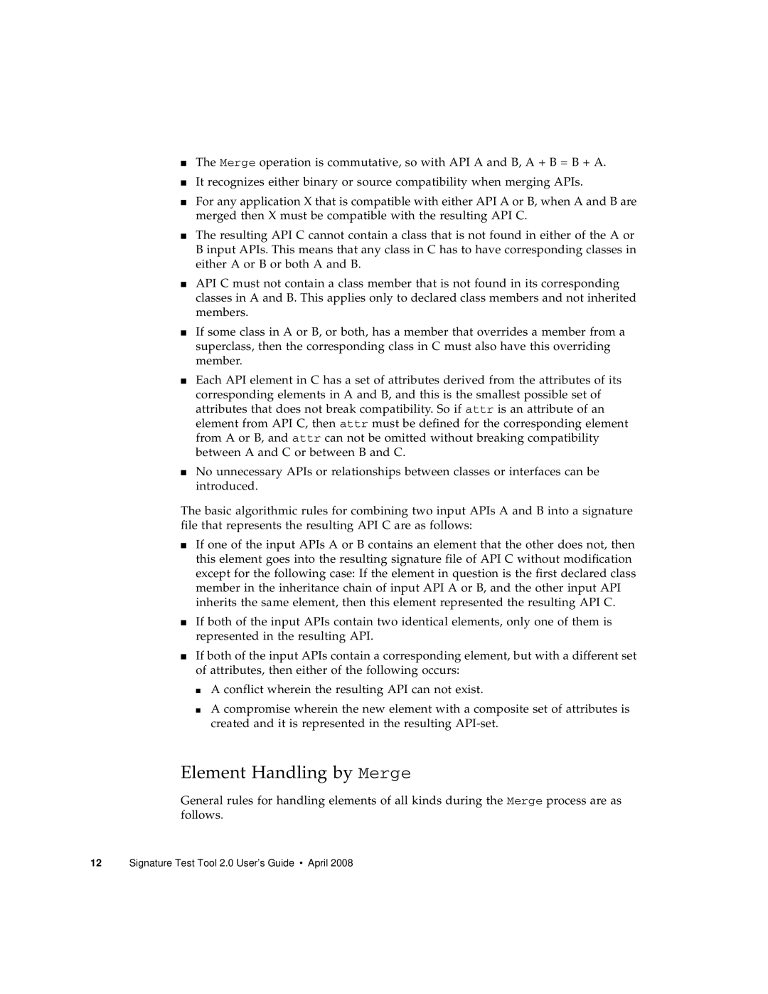 Sun Microsystems 2 manual Element Handling by Merge 