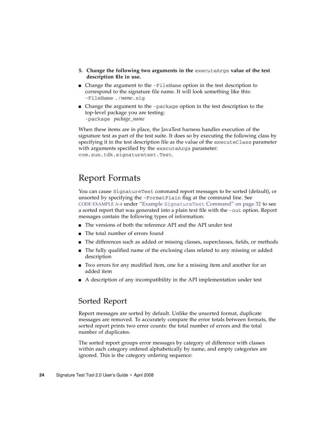 Sun Microsystems 2 manual Report Formats, Sorted Report, FileName ./name.sig 