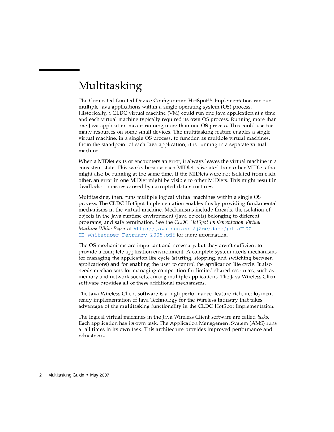 Sun Microsystems 2 manual Multitasking 