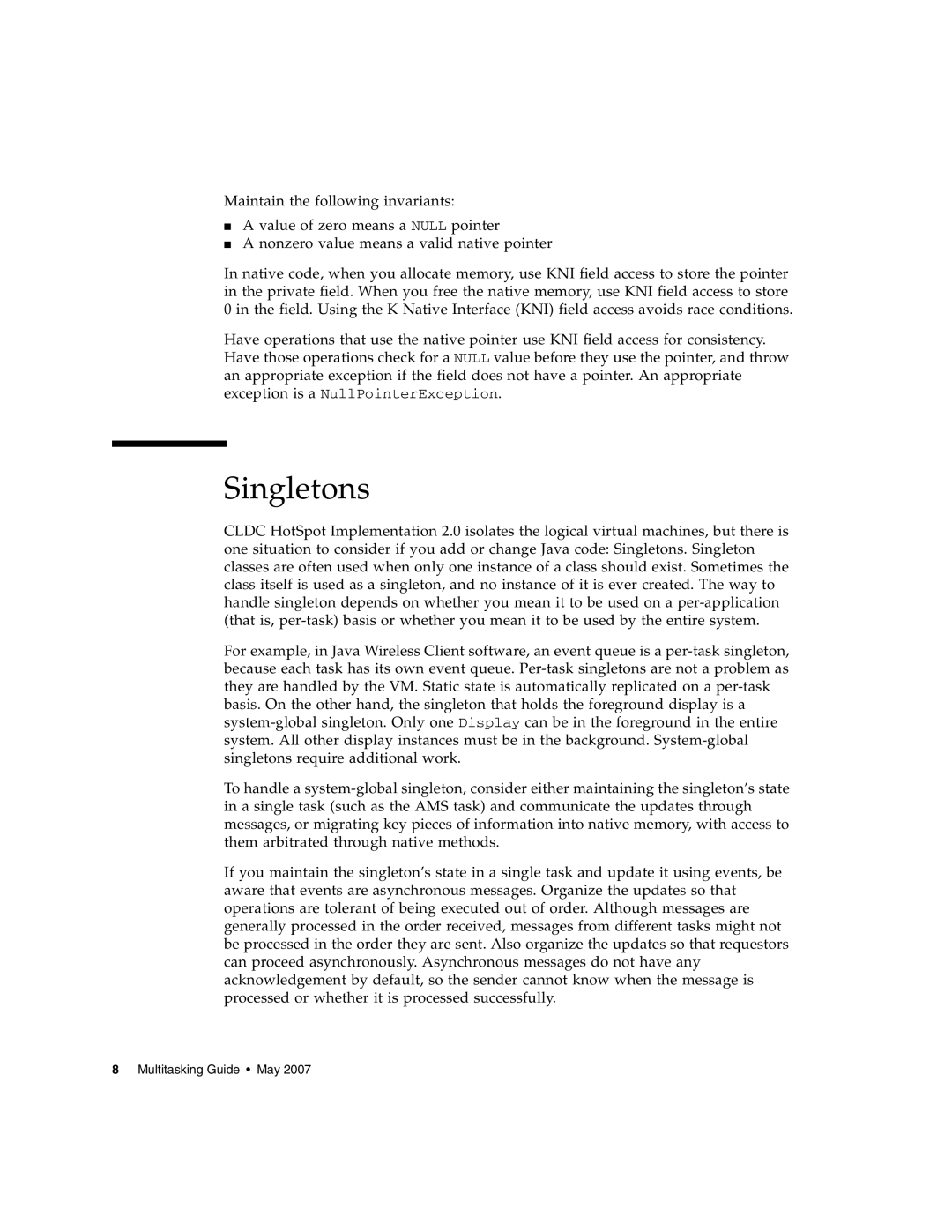 Sun Microsystems 2 manual Singletons 