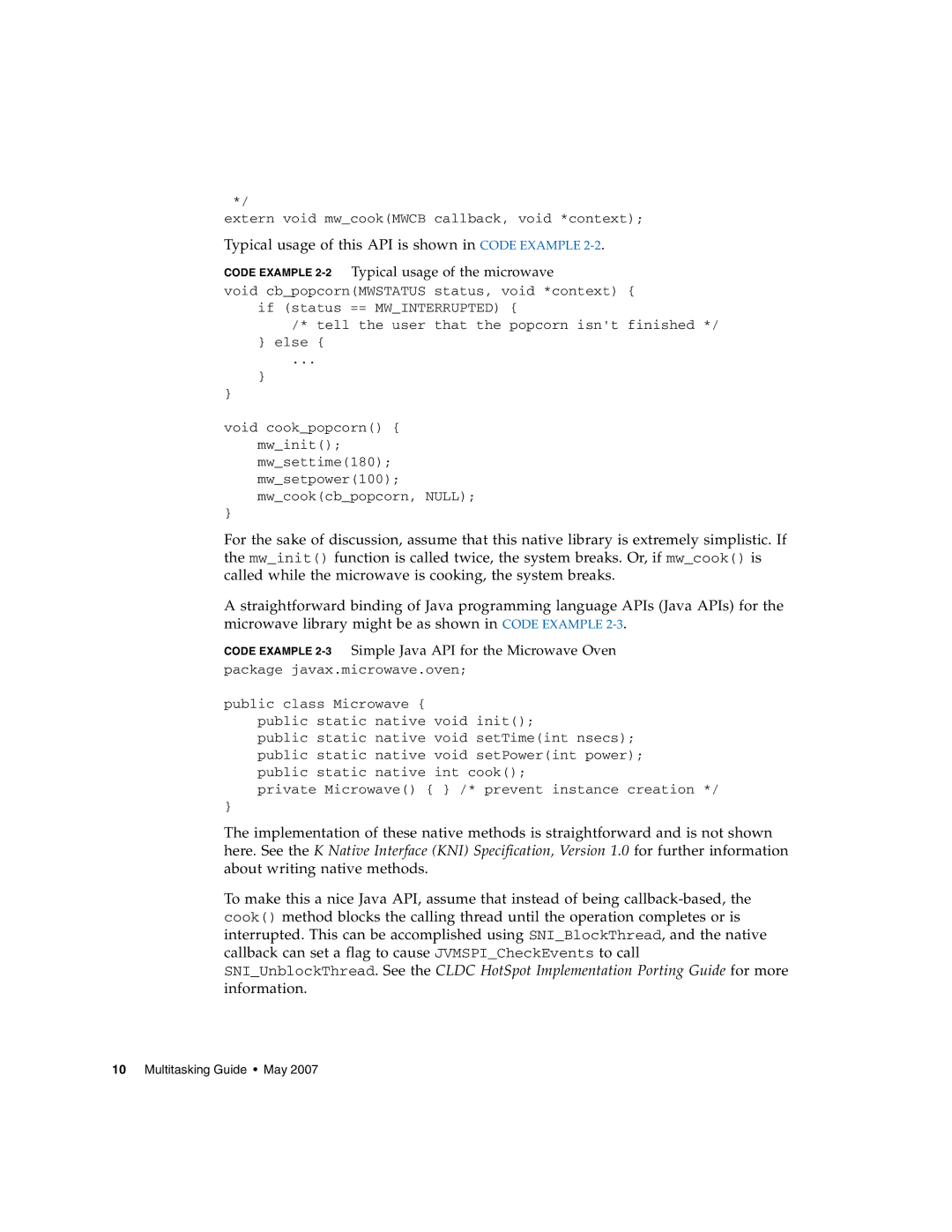 Sun Microsystems 2 manual Typical usage of this API is shown in Code Example 