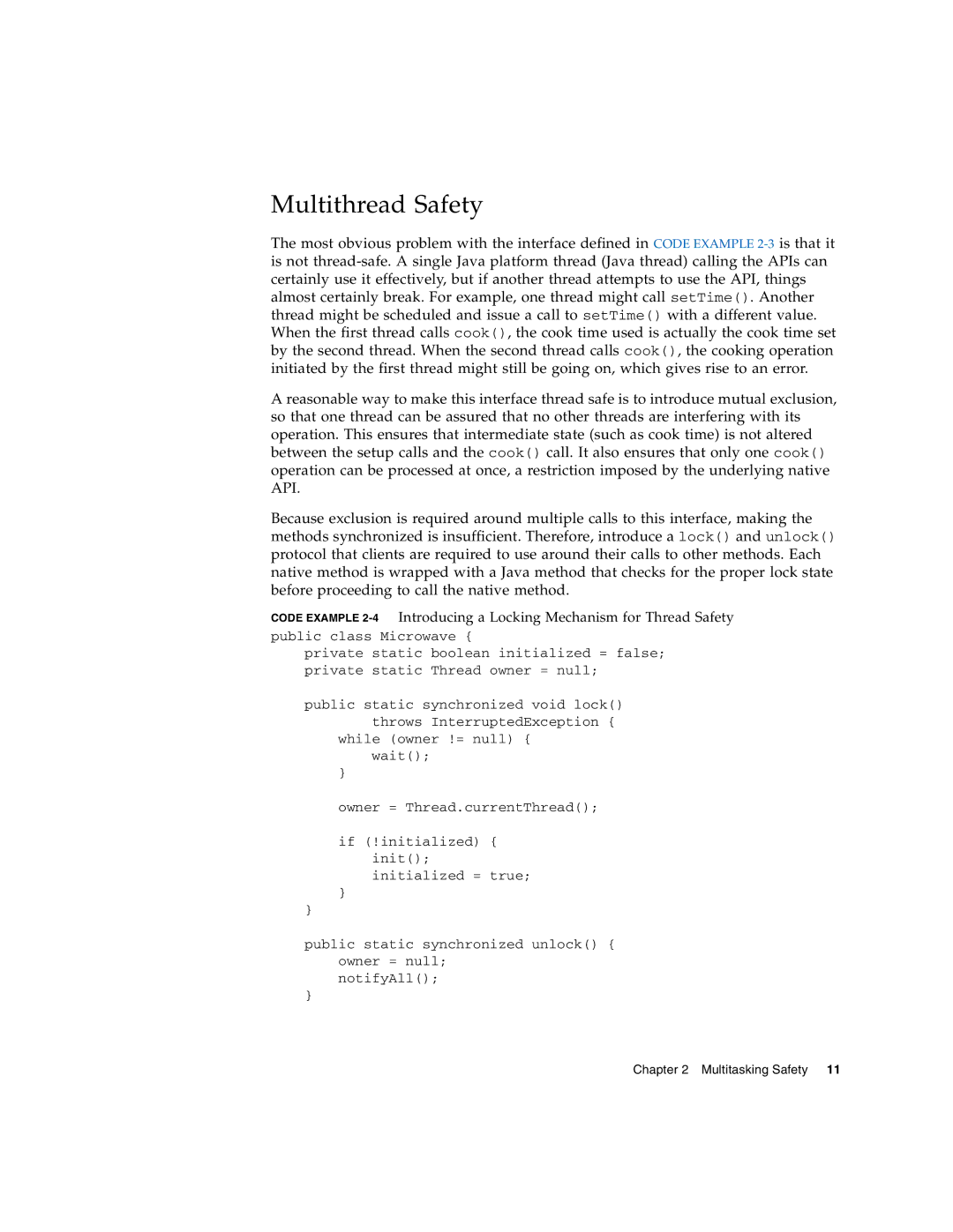 Sun Microsystems 2 manual Multithread Safety 