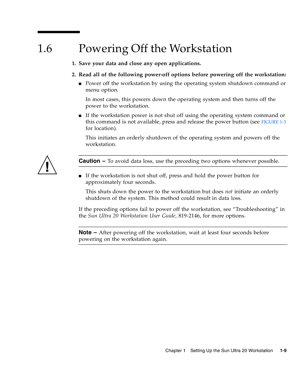 Sun Microsystems 20 manual Powering Off the Workstation 