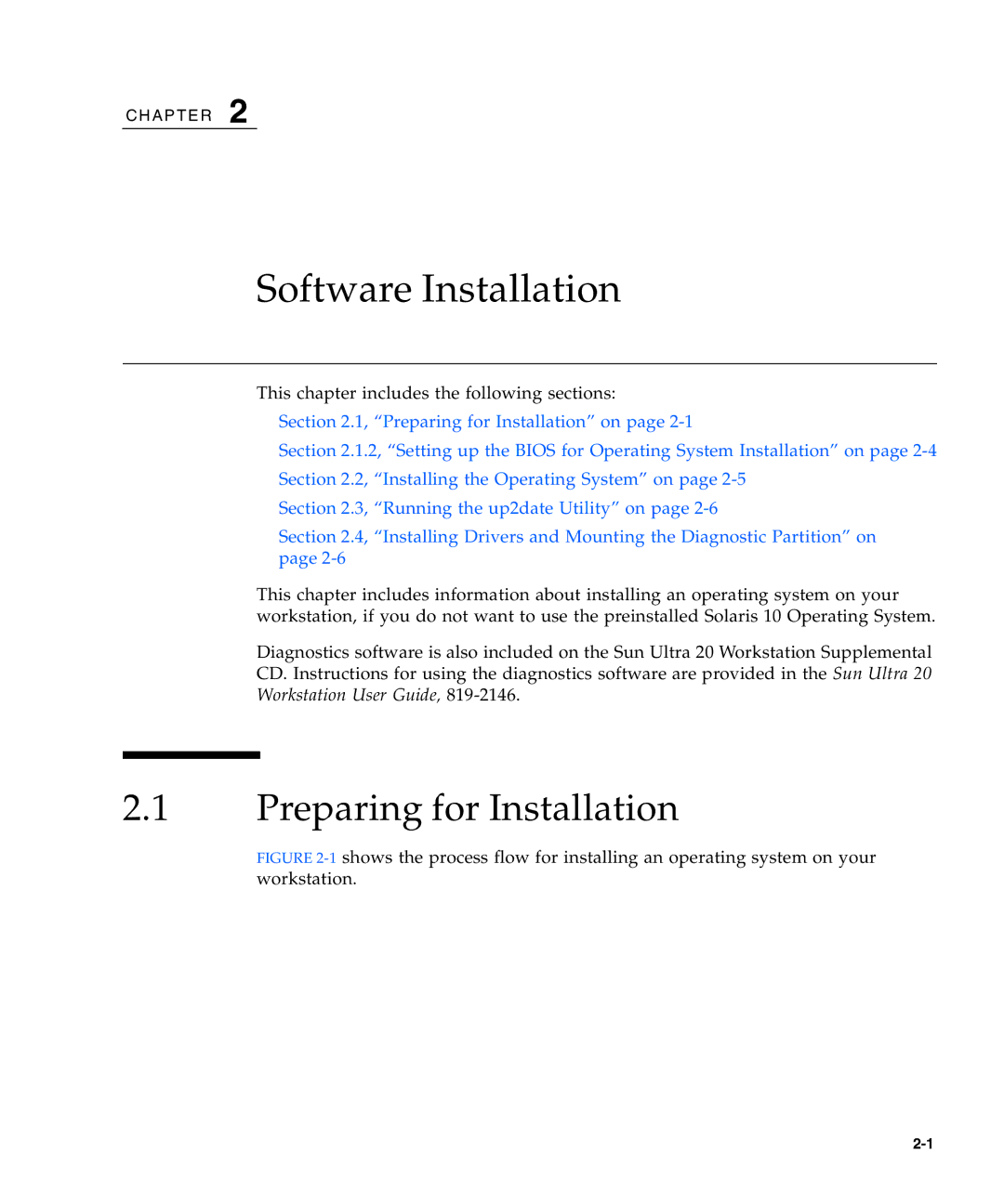 Sun Microsystems 20 manual Software Installation, Preparing for Installation 