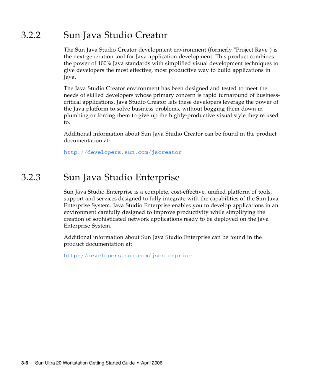 Sun Microsystems 20 manual Sun Java Studio Creator, Sun Java Studio Enterprise 